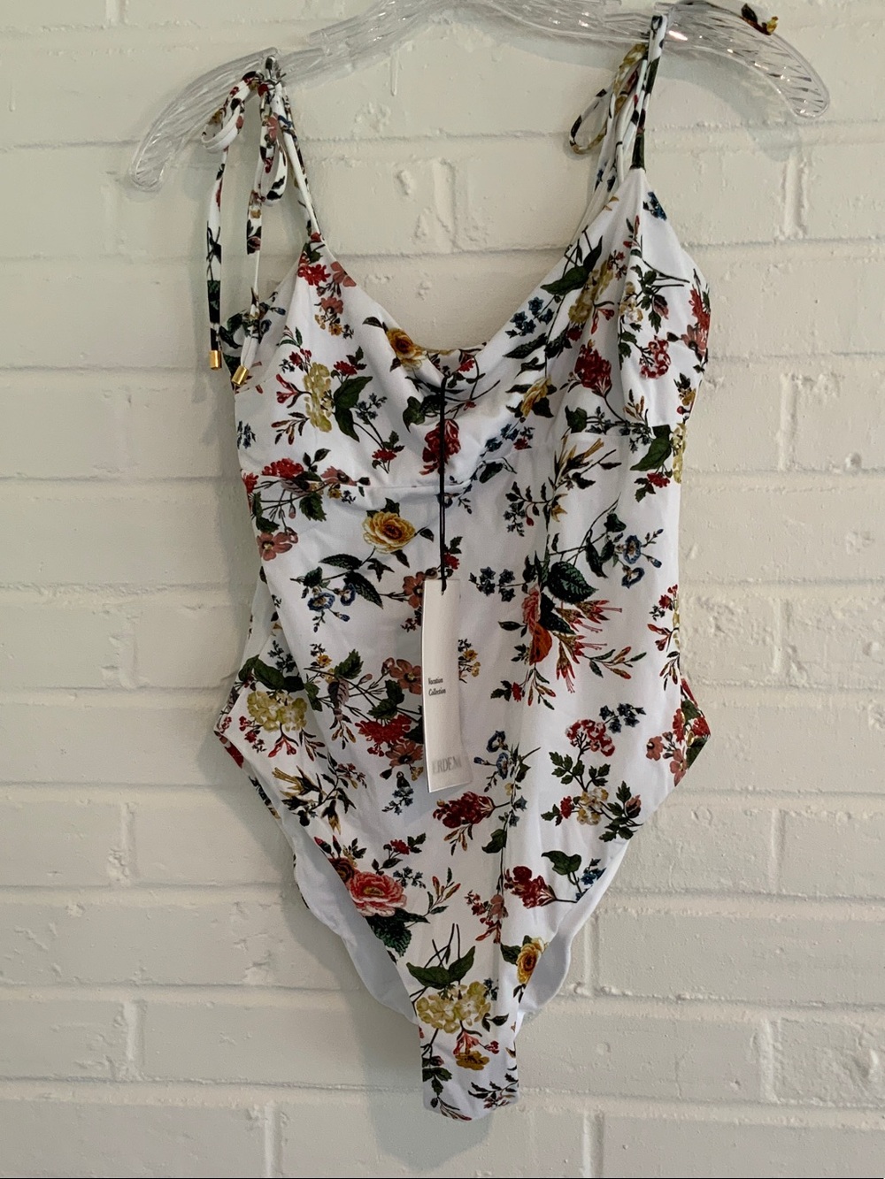 ERDEM White Floral Tie-Shoulder One-Piece Swimsuit
